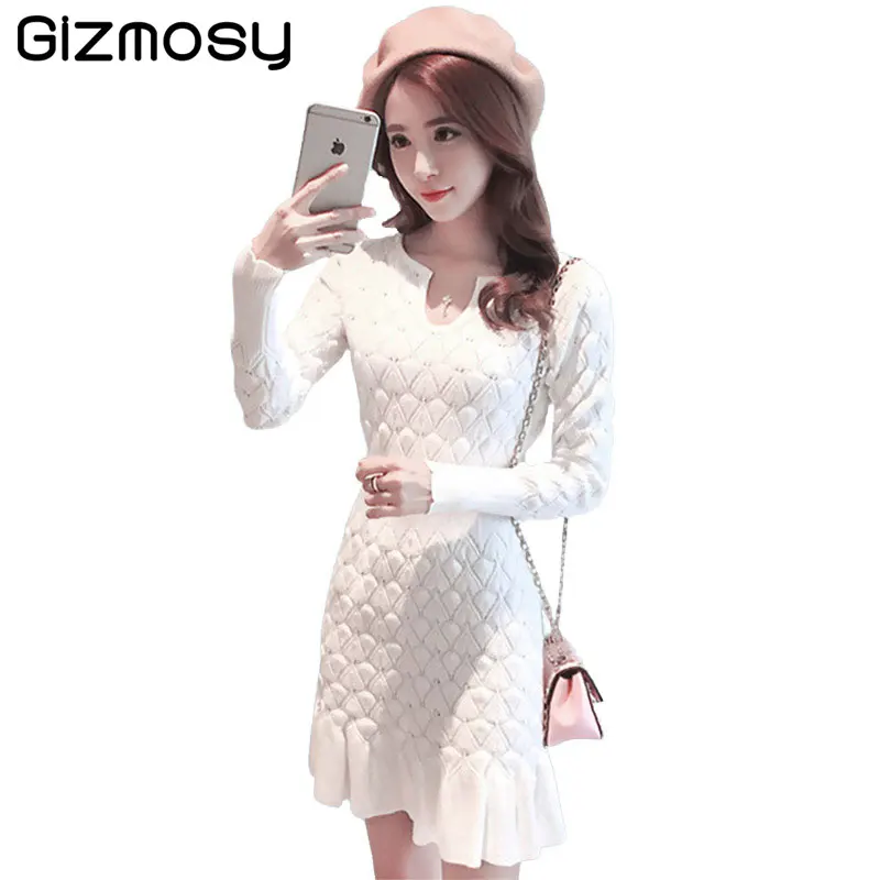 

New Spring Sexy Long Sleeve Dress Women Party Slim Fit Package Hip Hedging Knitted Sweaters Dresses Female Vintage Dress SY059