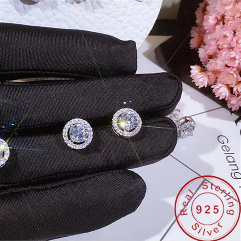 Изысканные серьги гвоздики Earrring AAAA Cz 100% реальные 925 серебро заявление