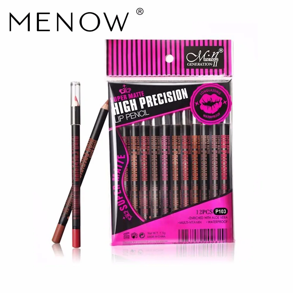 Menow бренд New12Pcs/Комплект Высокое качество матовый карандаш для губ прочный