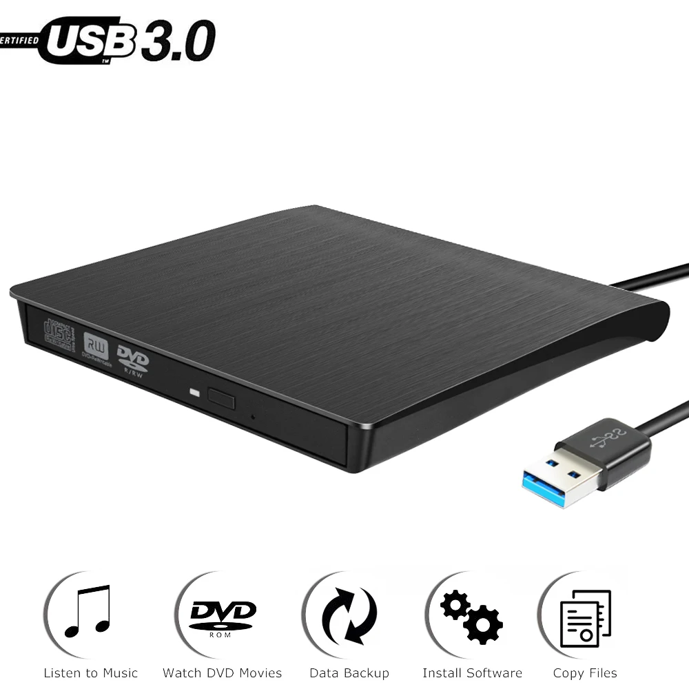 Внешний USB 3,0 высокоскоростной DL DVD RW ГОРЕЛКА CD писатель тонкий портативный оптический привод для iMac Asus lenovo acer Dell ноутбук ПК hp