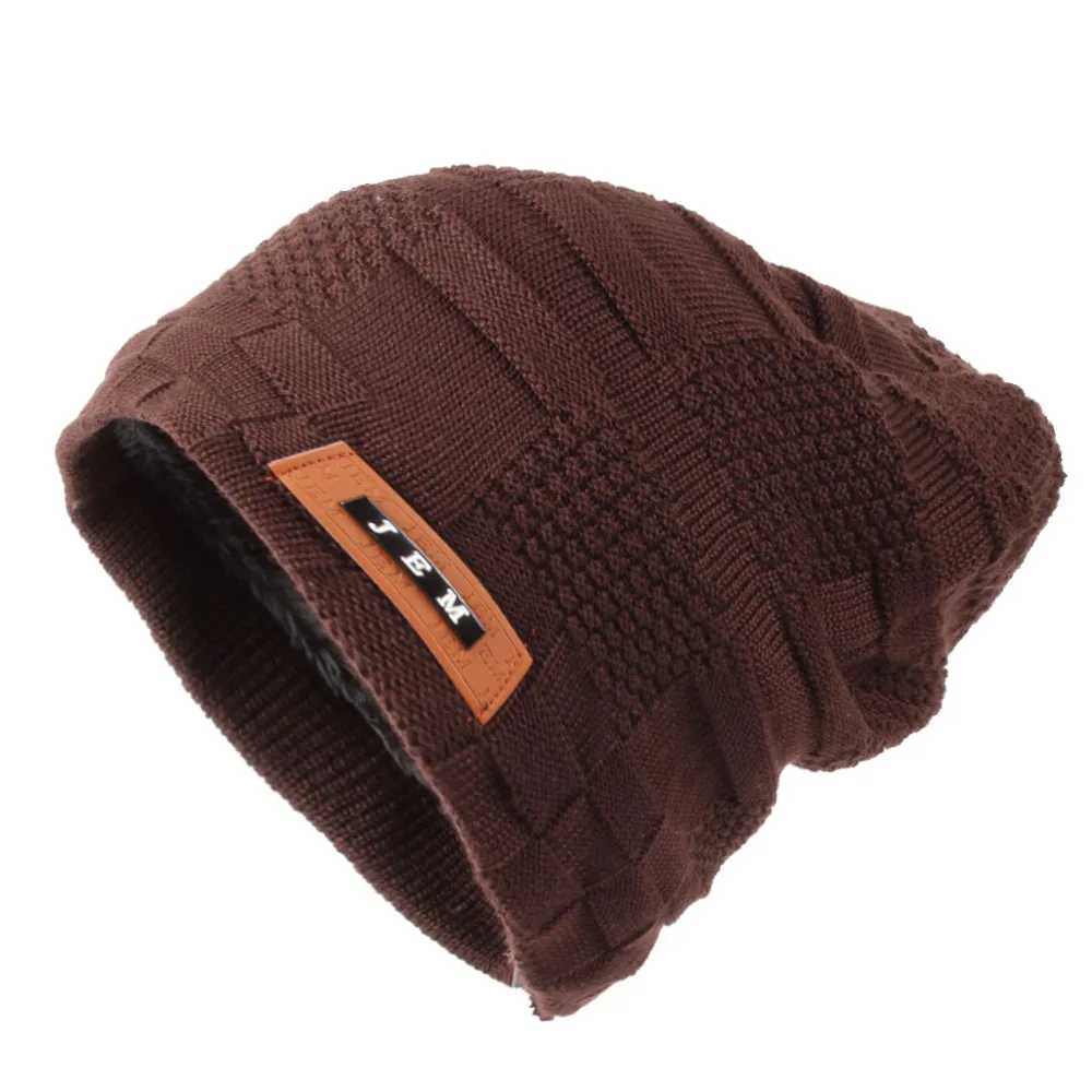 Мужская зимняя шапка бини вязаные шапки Skullies Bonnet для папы маска двухслойная