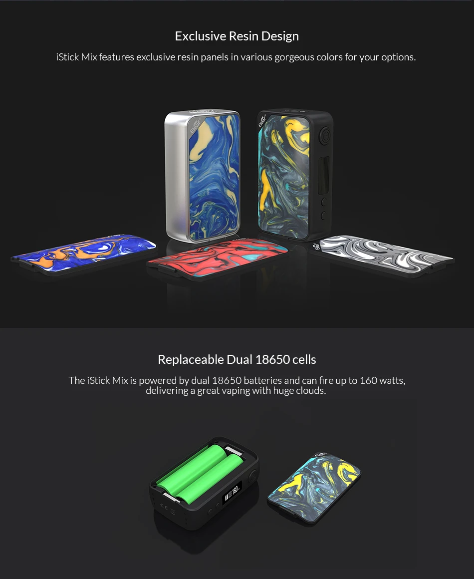 [FR] 160 Вт Eleaf iStick Mix Box Mod без двойной батареи 18650 с чипом Аватара TYPE-C зарядкой электронная сигарета