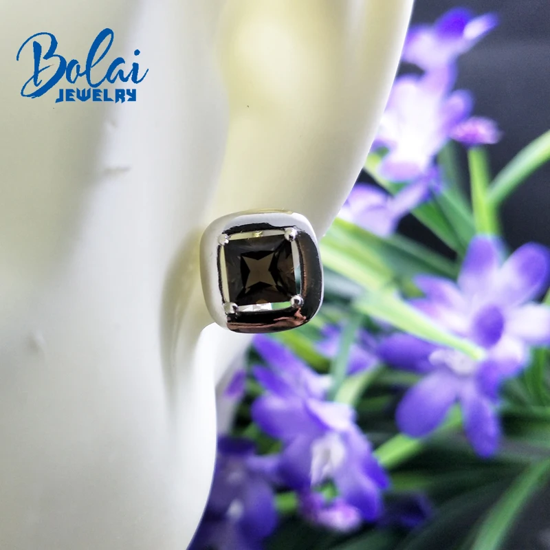 Bolaijewelry, 925 серебро, ювелирные изделия с серьгами, натуральный зеленый агат и дымчатый квадрат мм, для девушек на выбор, Рождественская коробка на выбор