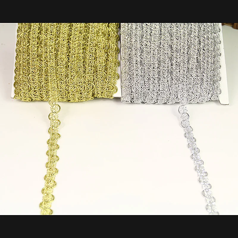 15 ярдов/Лот Высококачественная золотистая и серебристая кружевная отделочная