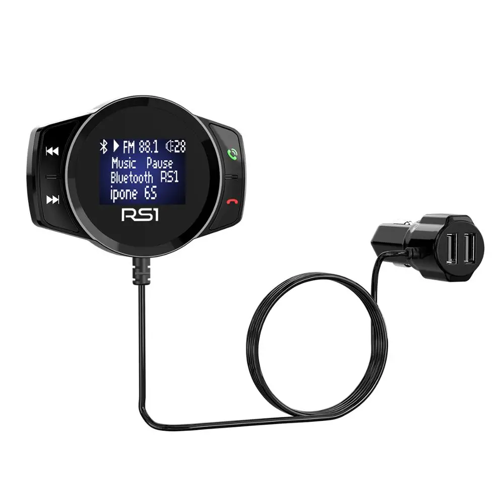 

FM Transmitter Modulator Handsfree Bluetooth Car Kit 6EQ Music Player Radio Adapter Dual USB Port 5V 3.6A Support TF Card U-disk