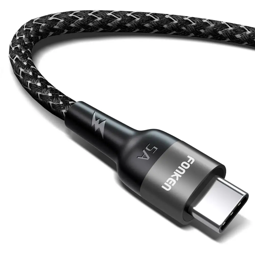 5A Grey Cable Кабель USB FONKEN 5A type C универсальное быстрое зарядное устройство USB C зарядка кабелей планшет телефон 2M 3A QC3.0 кабель для быстрой зарядки мобильных данных - Цвет: 5A Grey Cable