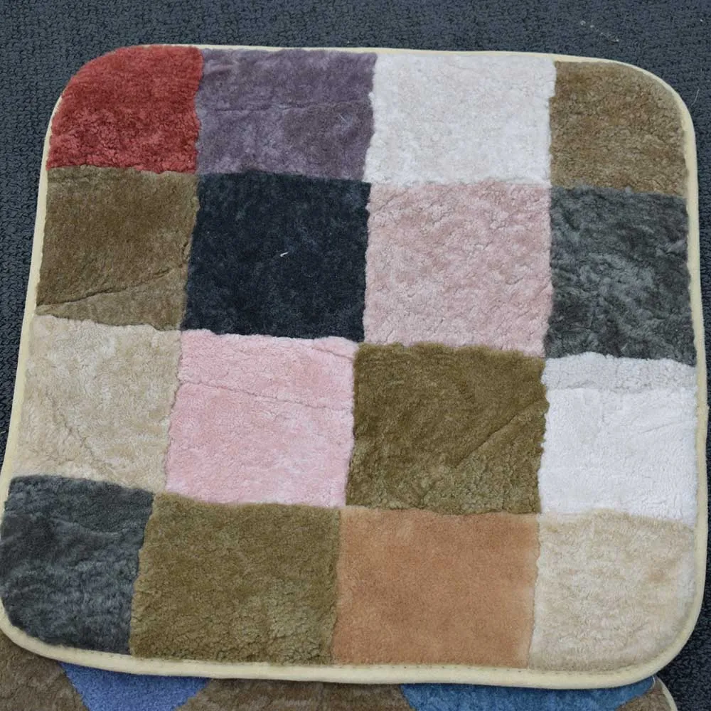 MS. Softex подушка для сиденья из овчины в стиле пэчворк разных цветов Натуральная