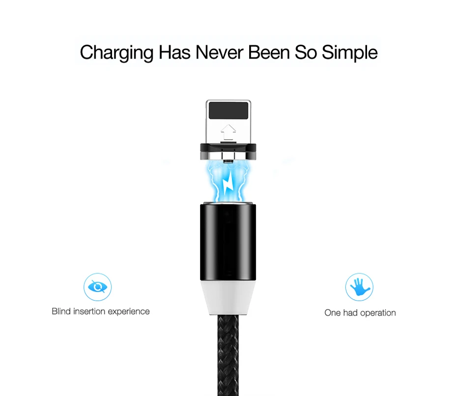 SOONGO 1 м светодиодный магнитный usb-кабель Магнитный штекер USB type C Micro usb IOS Разъем для samsung huawei xiaomi iPhone Xs Xr X 8 7 6 Plus 5