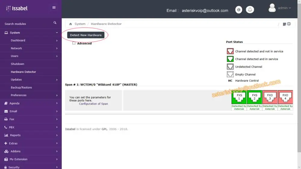 Единая телефонная система с 2 портами FXO + FXS программное обеспечение Issabel решение