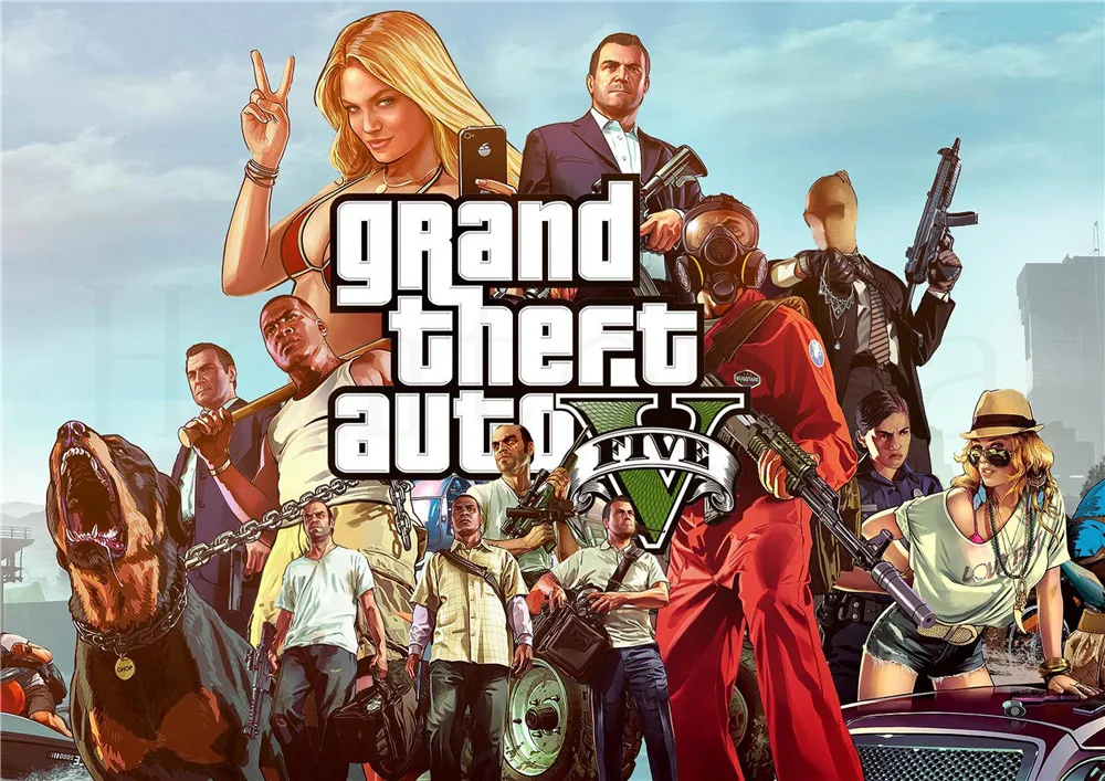 Grand Theft Авто постеры игры наклейки на стену с белым покрытием бумага печатает Высокое разрешение украшение дома гостиная спальня бар - Цвет: Фиолетовый