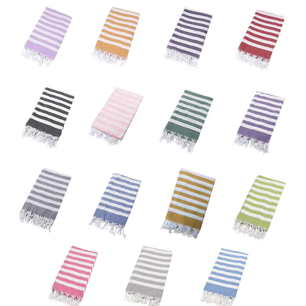Ouneed Turkish Cotton Fringed Beach Towel Dyed Jacquard Bath Spa Gym Pool |