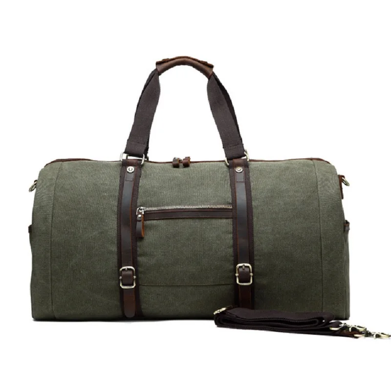 M254 New Canvas Leather Men Travel Bags Carry on Luggage Duffel Handbag Tote Large Weekend Bag Overnight | Багаж и сумки