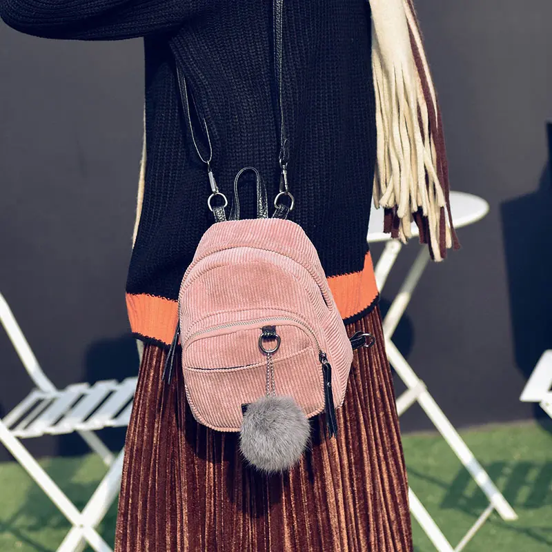 Новый модный вельветовый женский рюкзак в полоску крутая сумка для девушек