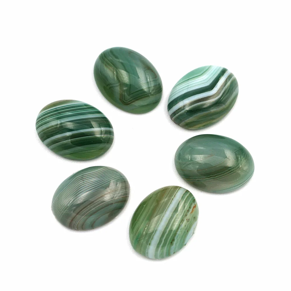 

( 12 Pieces/lot) 15x20mm Green Veins Semi-precious stone Dome Oval Cabochon Natural stone Flat Back cabochons Undrilled