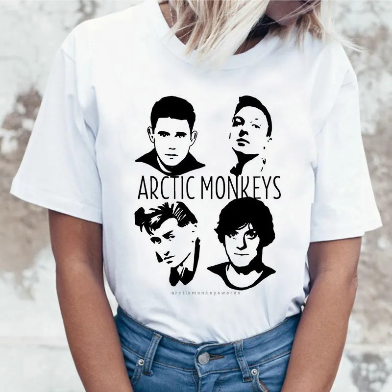 Белая женская футболка с принтом «Arctic Monkeys», летние топы с коротким рукавом и круглым вырезом, женская футболка в стиле панк-рок с буквенным принтом, женская футболка - Цвет: 1553