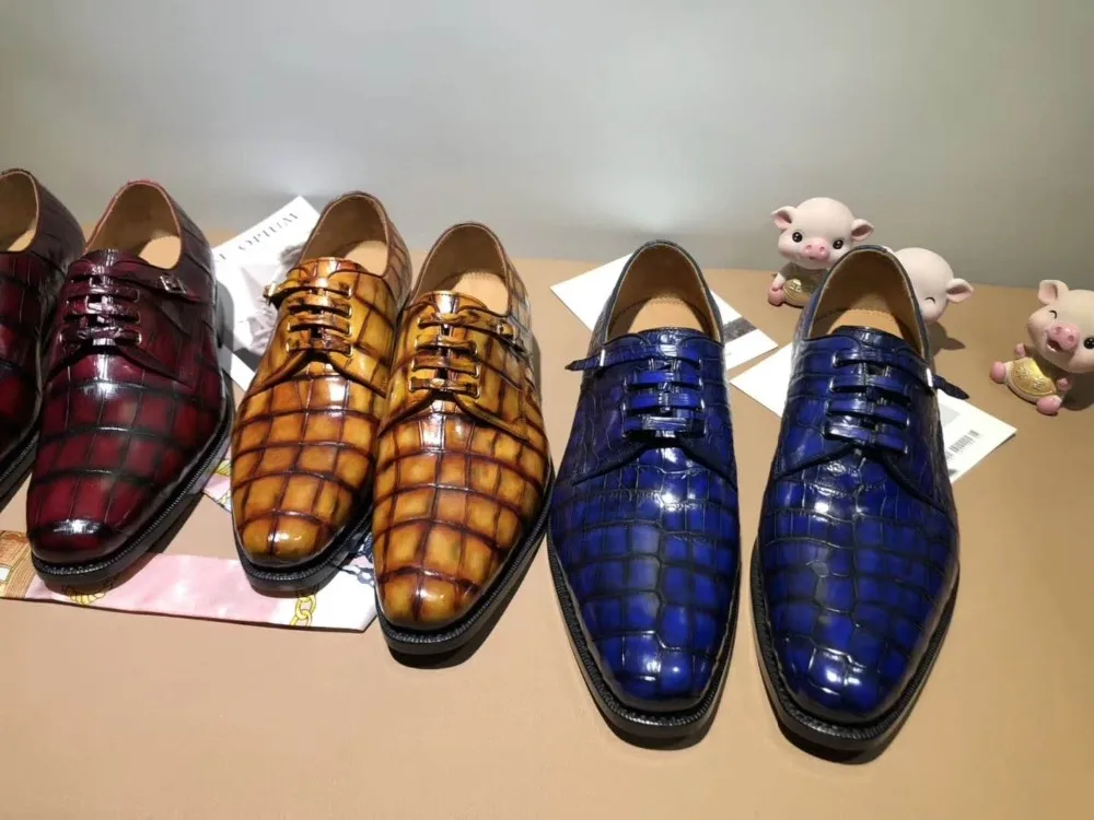 Мужские туфли из натуральной крокодиловой кожи 2 цвета |
