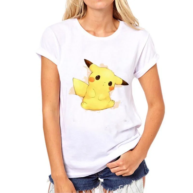Женские модные футболки с коротким рукавом Pikachu Забавные принтом Pokemon Go | Женская