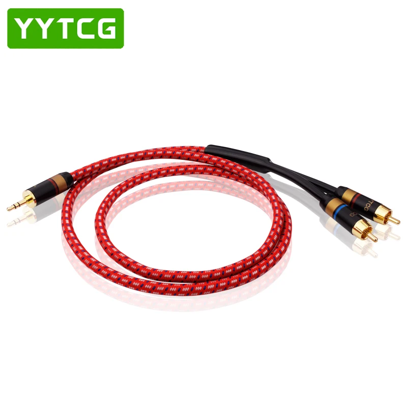 YYTCG Hifi Canare от 3 5 мм до 2RCA аудио кабель ПК усилитель для мобильного телефона