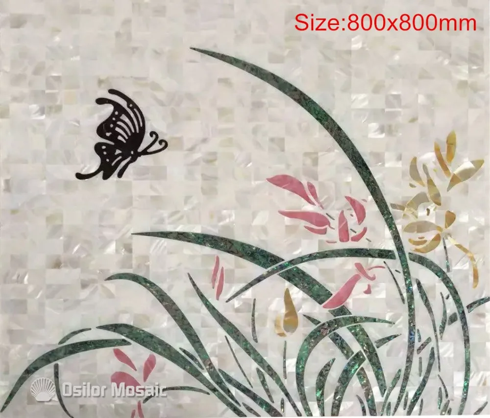 

Customized handmade mosaic art mother of pearl mosaic tile art murals for interior house decoration flower pattern