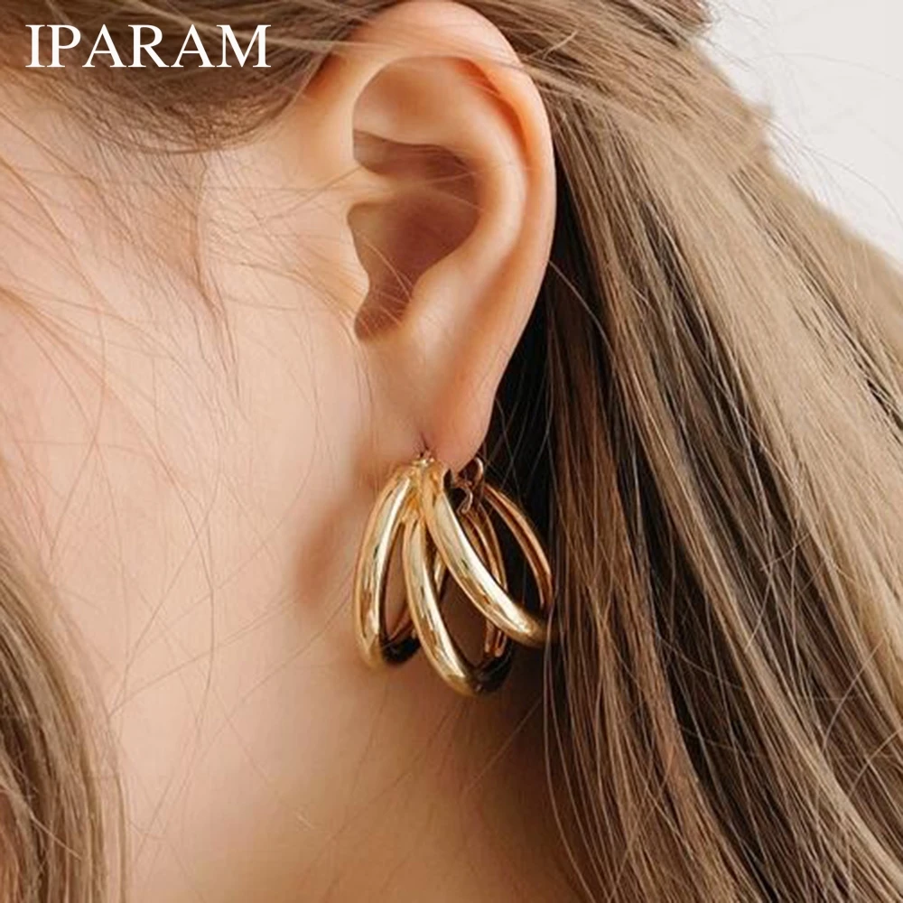 Женские серьги-подвески IPARAM Винтажные серьги из сплава золотого круга с