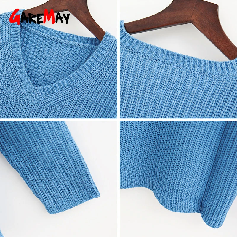 Garemay Women Sweaters 2022 Jumpers Ladies Winter Pullover Autumn V Neck Sweater Casual Korean | Женская одежда