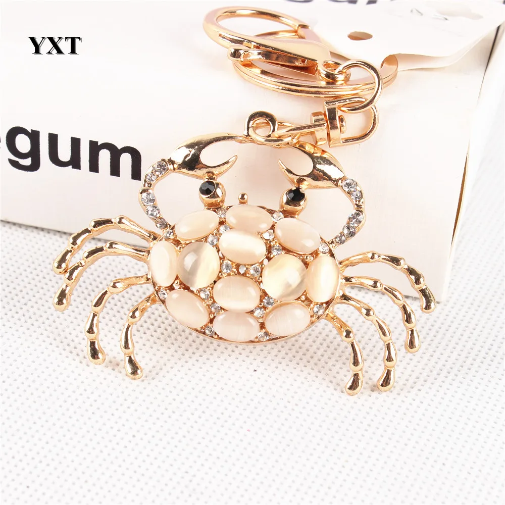

New Arrival Lovely Crab Opals Cute Crystal Charm Pendant Purse HandBag Key Ring Chain Party Favorite High-quality Best Gift