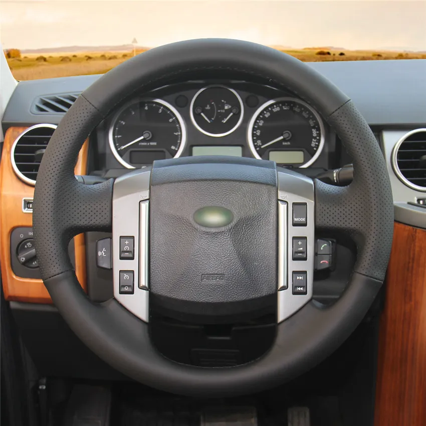 Черный чехол рулевого колеса автомобиля MEWANT из натуральной кожи для Land Rover Range Sport