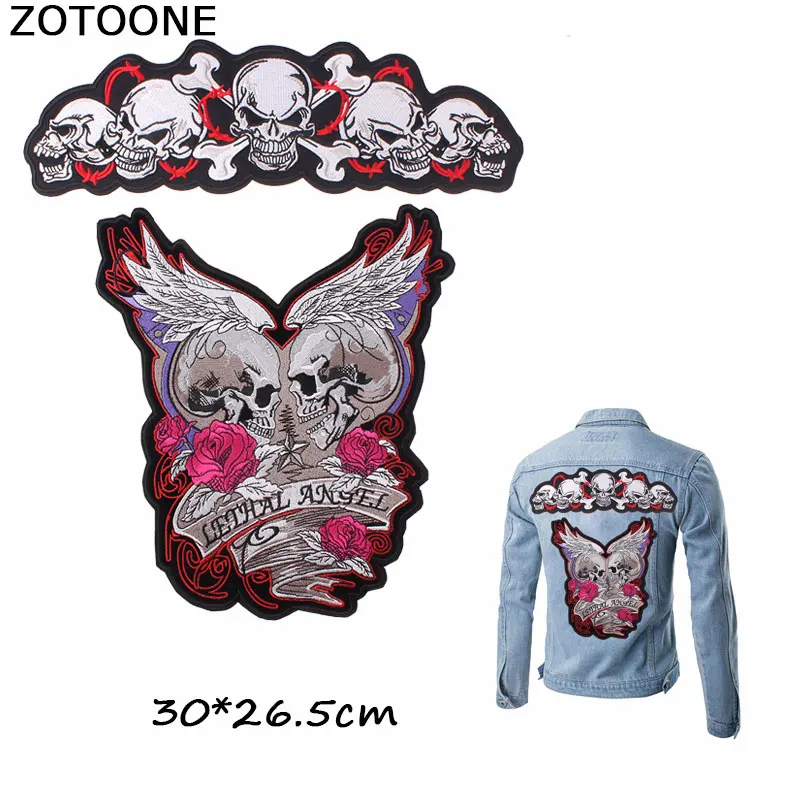 ZOTOONE Романтический летальный Ангел Роза Череп патчи Крылья Ангела Железный На