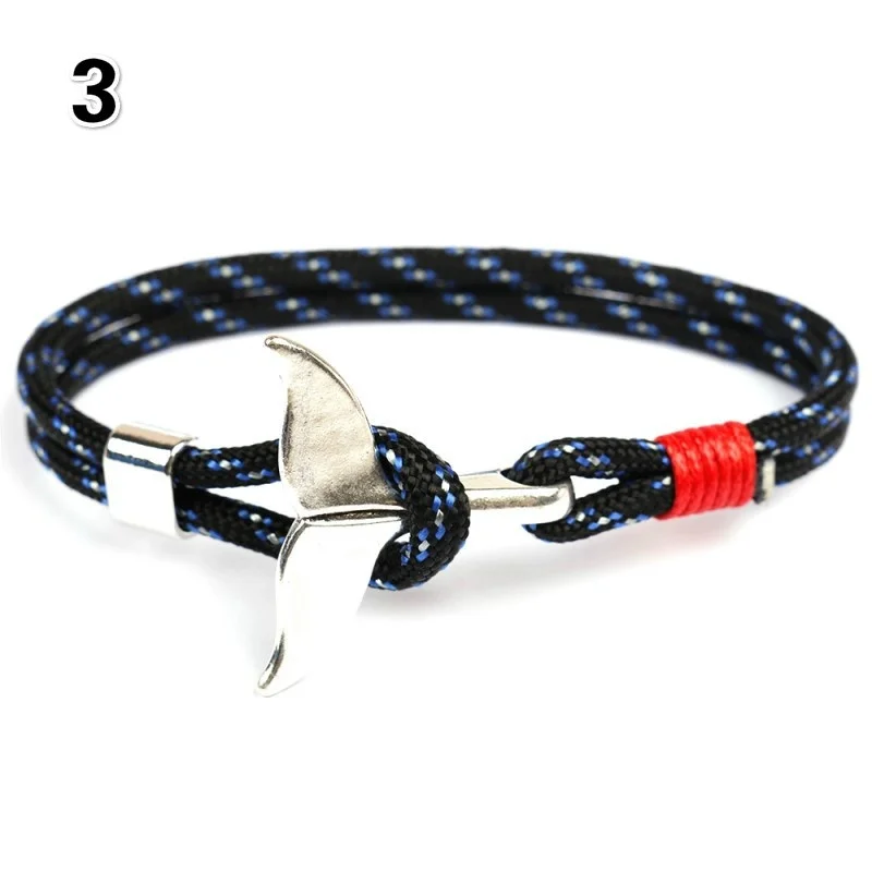 Fashion Whale Tail Anchor Bracelets Men Women Charm Nautical Survival Rope Chain Paracord Bracelet Male Wrap Metal Hooks | Украшения и
