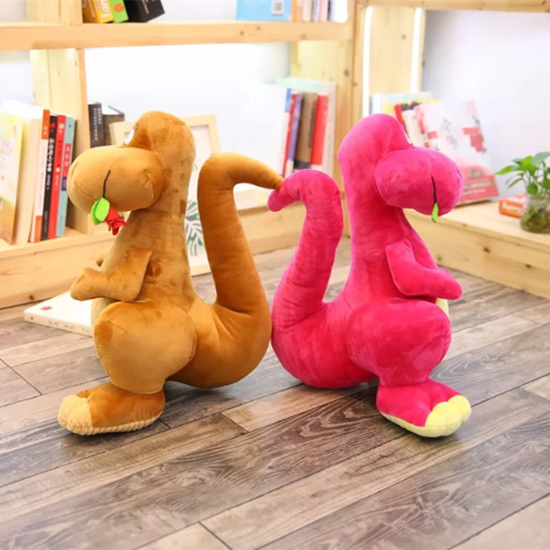 

1pc cute dinosaur plush toy stuffed soft cartoon animal dinosaur dolls mouth with rose for children birthday gift free shipping