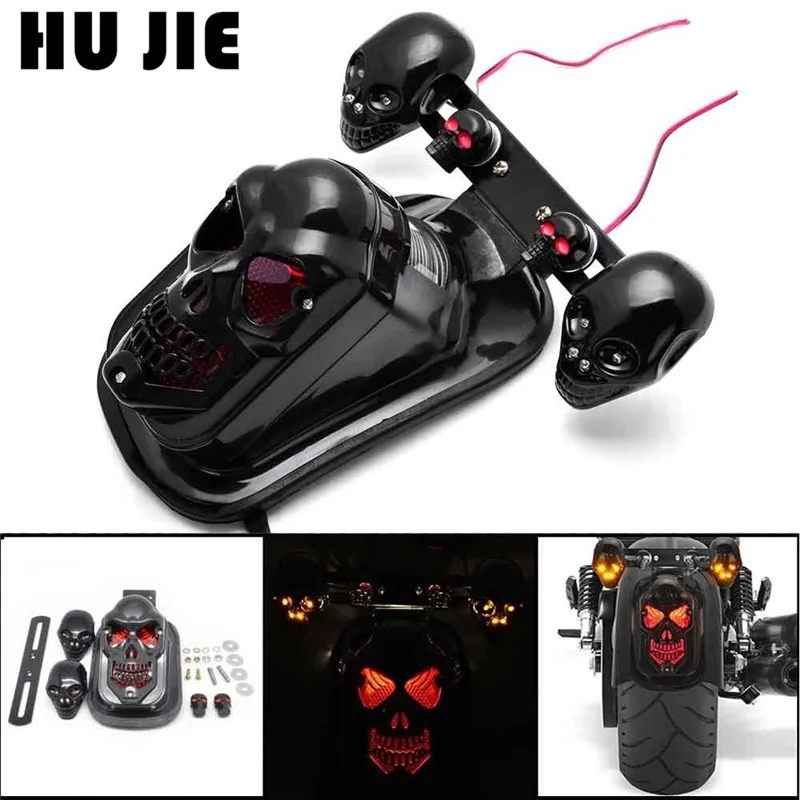 Задняя Тормозная Пластина для мотоцикла с черепом Задний сигнал поворота Bobber