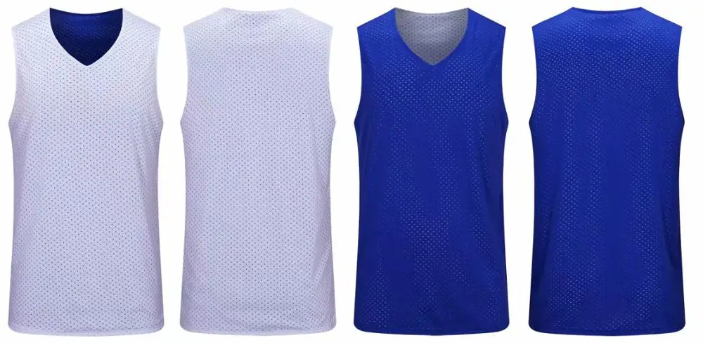 8808 blue white Детский баскетбольный комплект из Джерси для мальчиков и девочек, двухсторонняя быстросохнущая Двусторонняя Спортивная футболка без рукавов, свободные футболки для бега - Цвет: 8808 blue white