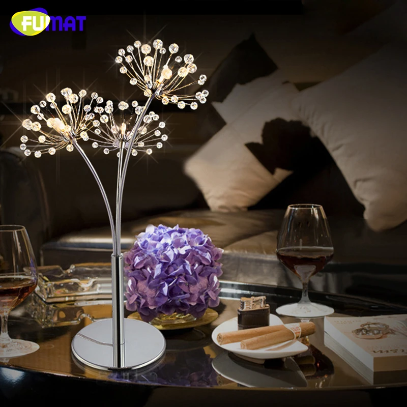 

FUMAT Modern Crystal Table Lamps For Living Room Beside Light Simple LED Table Lamp Creative Art Lustre Chrome Table Lights