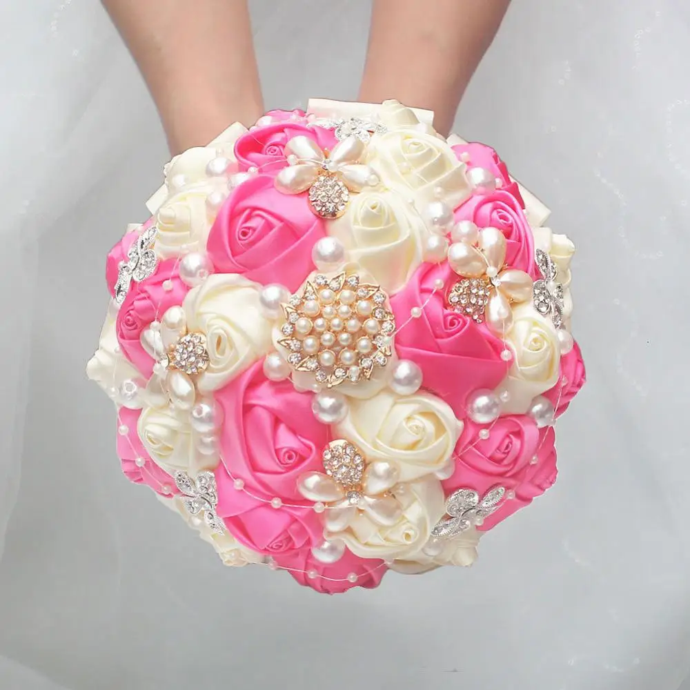 18cm Pink AYiCuthia красное вино с бриллиантами держа ленту искусственная Роза украшение невесты свадьба s157 - Цвет: 18cm Pink