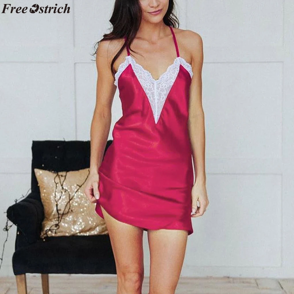 Бесплатная Страусиная Женская кружевная Пижама на бретельках соблазнительная