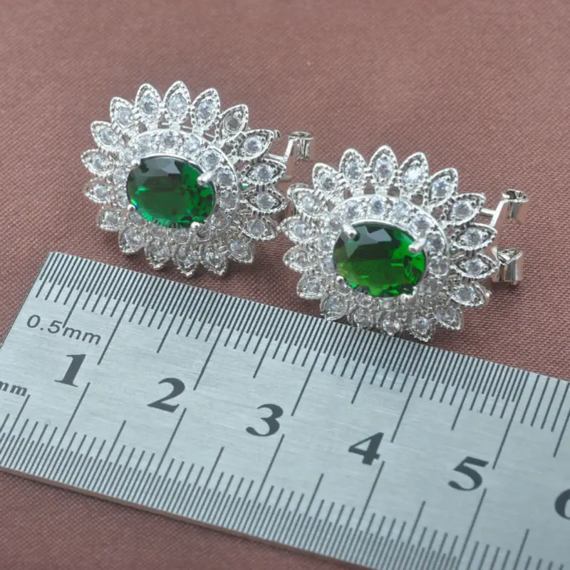 2017 модный зеленый цирконий Белый CZ женский серебряный цвет Ювелирные наборы