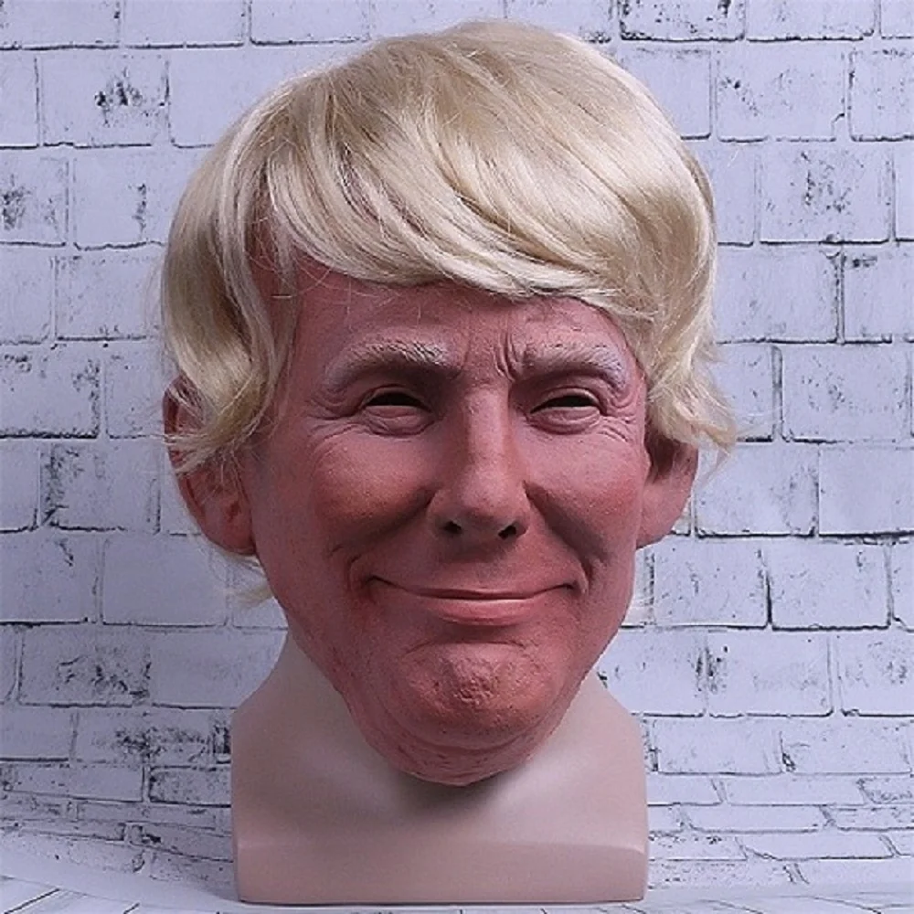 President Trump Mask Realistic Adults Halloween Deluxe Latex Full Head Donald with Hair | Masks &amp Eyewear