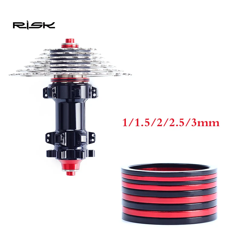 RISK 15pcs MTB Road Bike Bottom Bracket Gasket Bicycle Flywheel Hub Washer Spacer Aluminium Alloy 1/1.5/2/2.5/3mm Bike Spacer