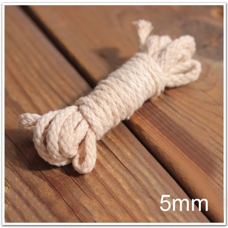 

5 mmx 30 m Diy accessories twisted round 100% cotton cord decoration rope Beige cotton rope hand woven drawstring cotton rope
