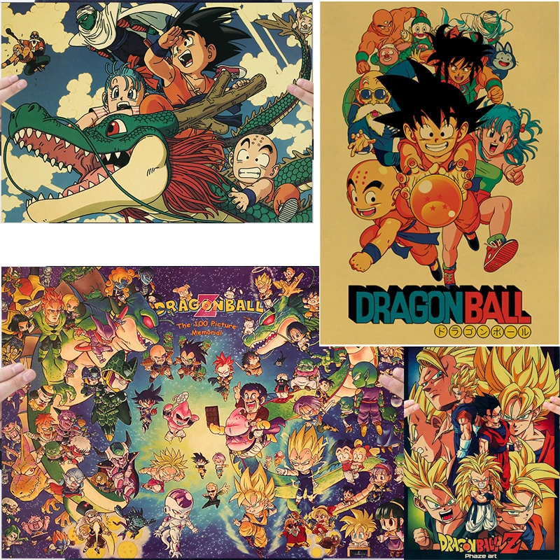 Dragon ball z Коллекционная Фигурка постер аниме Sungoku винтажная Ретро печатная наклейка бар Плакаты Декор игрушка для детей мальчиков