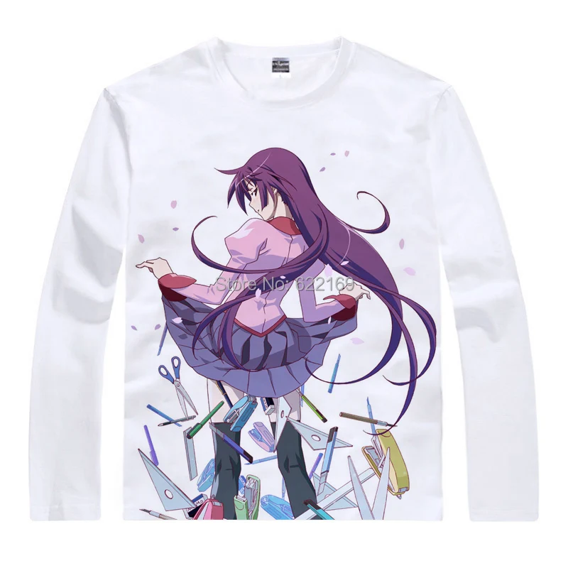 Bakemonogatari Hitagi модная мужская футболка с уникальным аниме 3d принтом длинным рукавом