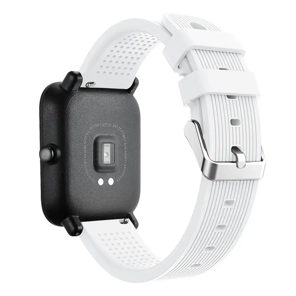 white 20 мм силиконовый ремешок для часов Xiaomi Huami Amazfit Bip BIT PACE Lite Молодежный умный ремешок для часов спортивный браслет ремешок на запястье водонепроницаемый - Цвет ремешка: white