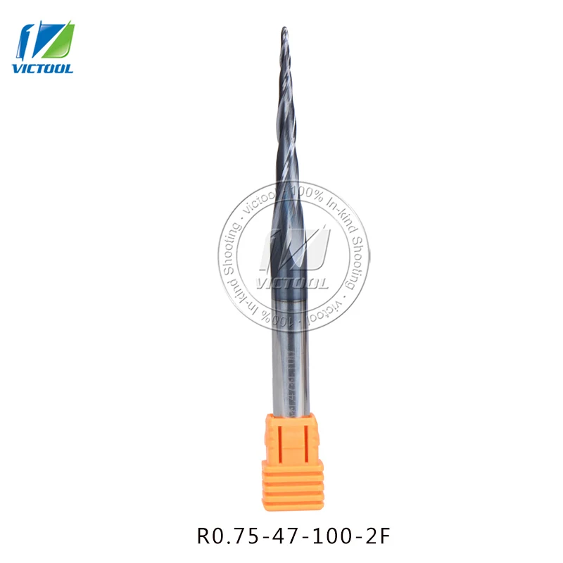 

Концевые фрезы R0.75 * D8 * 47 * 100L * 2F d 8 мм из карбида вольфрама, конические, 1 шт.