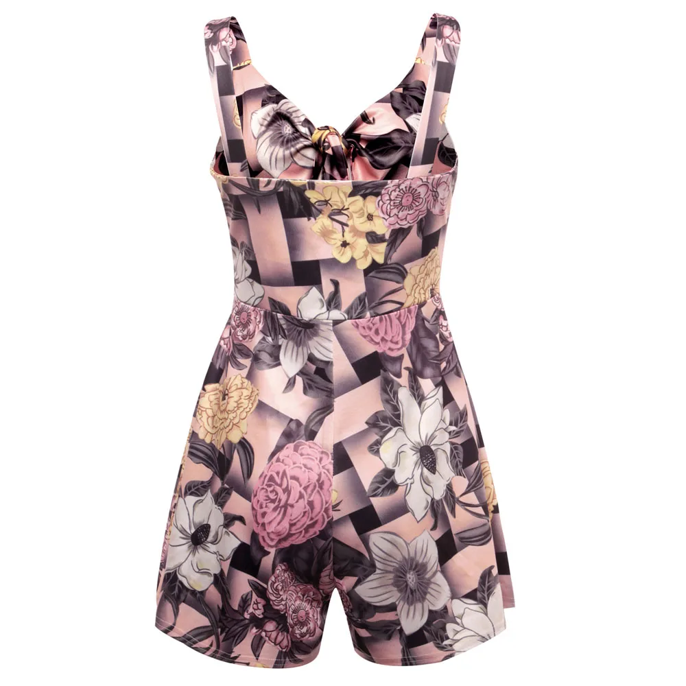 

Women's Straps Printed Romper Summer Dress Jumpsuit Shorts Off Shoulder Slim Beach Dress