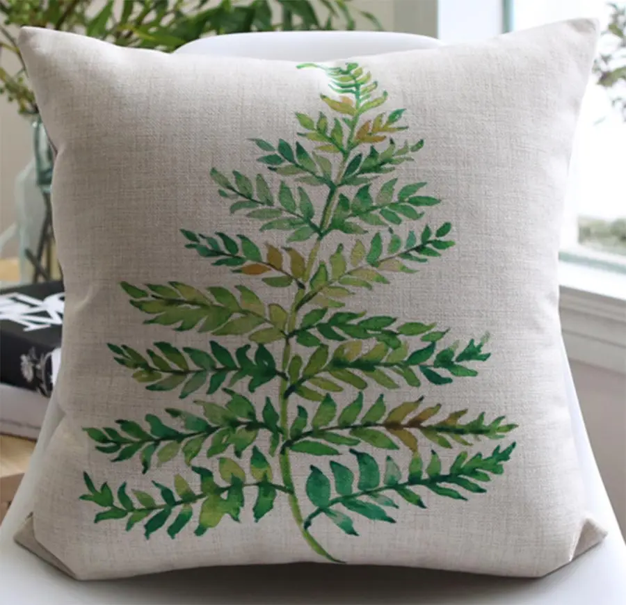 Бесплатная доставка! Зеленая квадратная подушка с растениями/Чехол almofadas для
