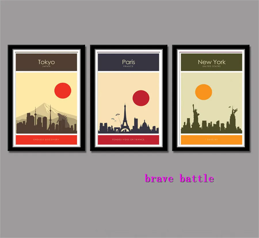 

Tokyo, Paris and New York Canvas Painting Living Room Home Decor Modern Mural Art Oil Painting