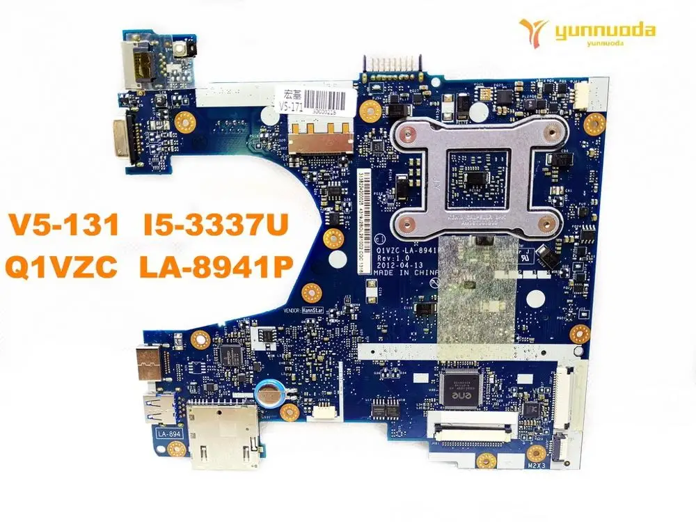Оригинальная материнская плата для ноутбука ACER V V5-131 I5-3337U Q1VZC LA-8941P протестирована