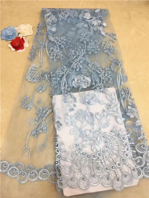 

African Lace Fabric 2019 High Quality Lace Purple Bridal Lace Fabric With Beaded Nigerian Tulle Mesh Lace Fabrics x4