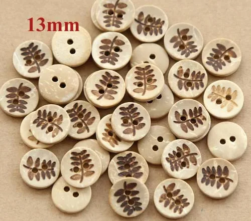 50 шт./лот чистое натуральное кокосовое Кнопка листьев для одежды аксессуары
