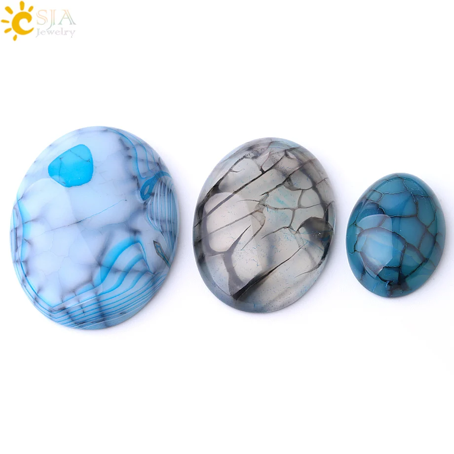 CSJA голубые Агаты &quotвены дракона&quot Кабошон кабошон кабинами натуральный камень